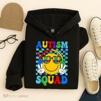Autism Awareness Autism Squad Support Smile Face Women  Hoodie thumb 4