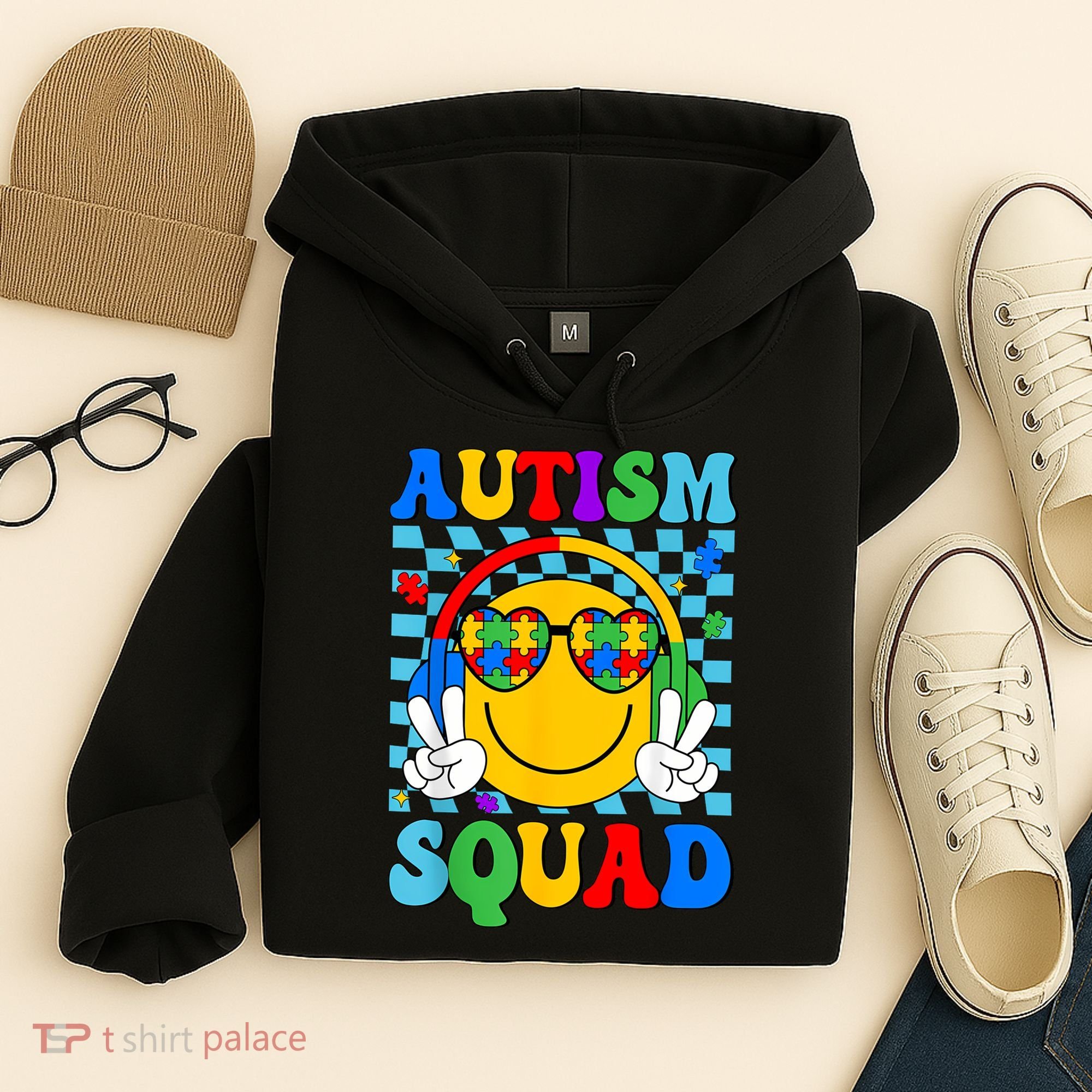 Autism Awareness Autism Squad Support Smile Face Women  Hoodie