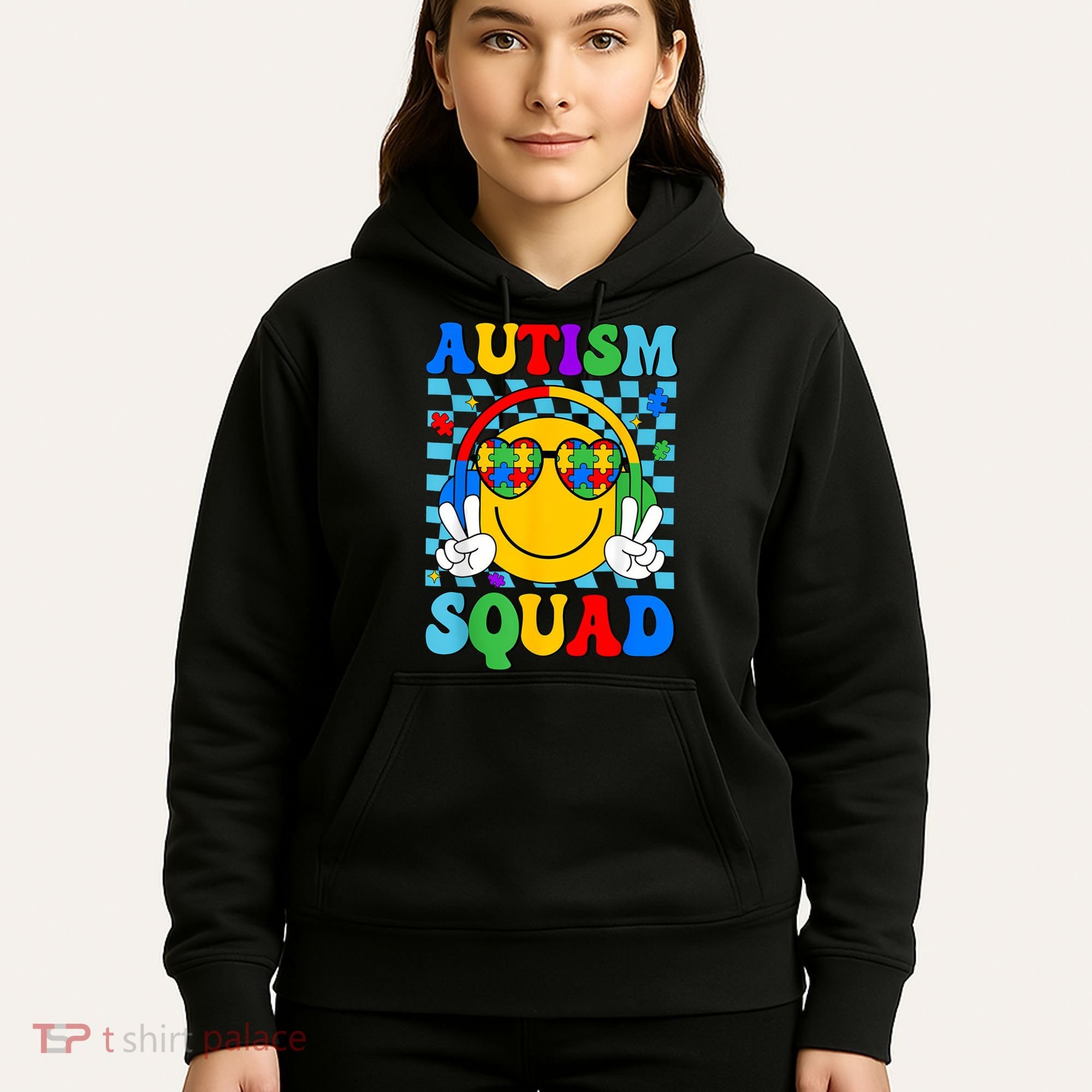Autism Awareness Autism Squad Support Smile Face Women  Hoodie