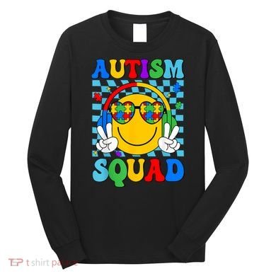 Autism Awareness Autism Squad Support Smile Face Women  Long Sleeve Shirt