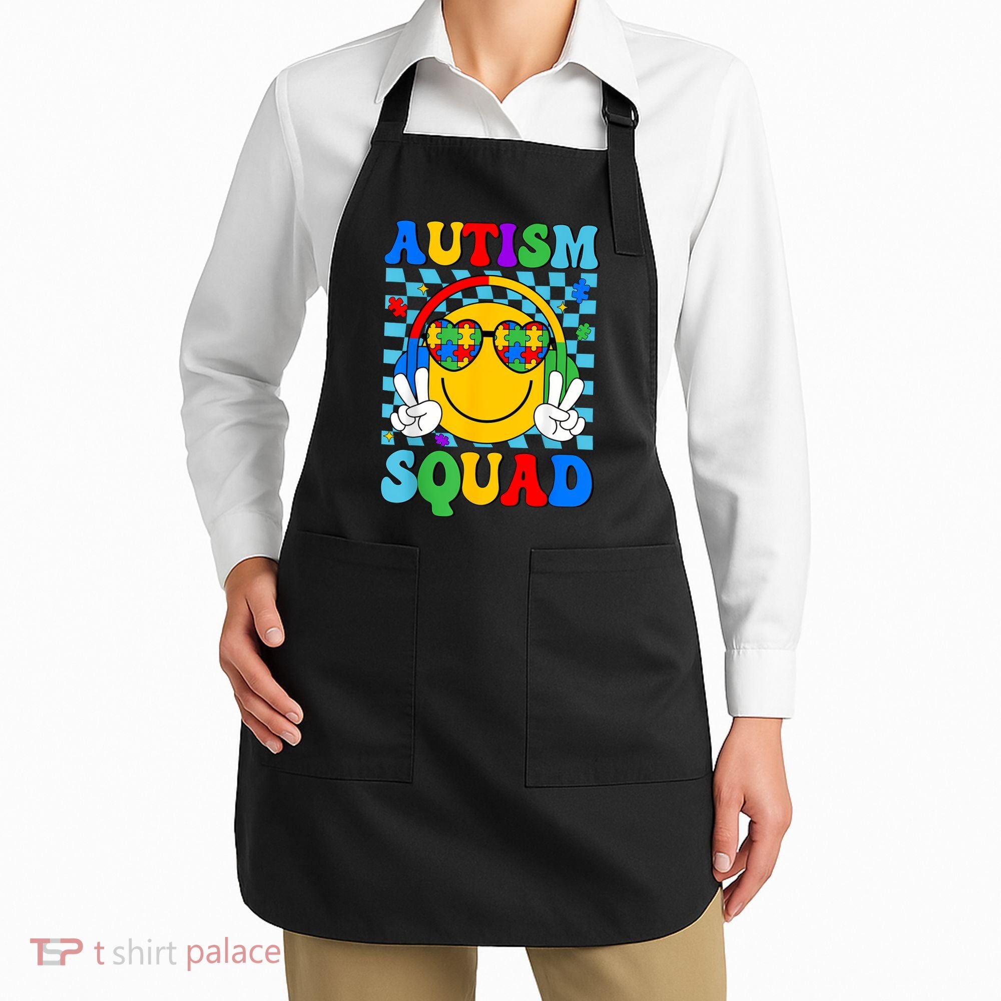 Autism Awareness Autism Squad Support Smile Face Women  Apron