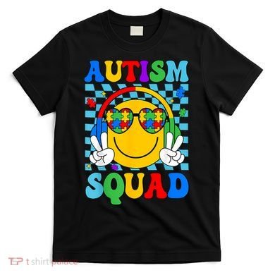Autism Awareness Autism Squad Support Smile Face Women  T-Shirt