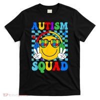 Autism Awareness Autism Squad Support Smile Face Women  T-Shirt thumb 0