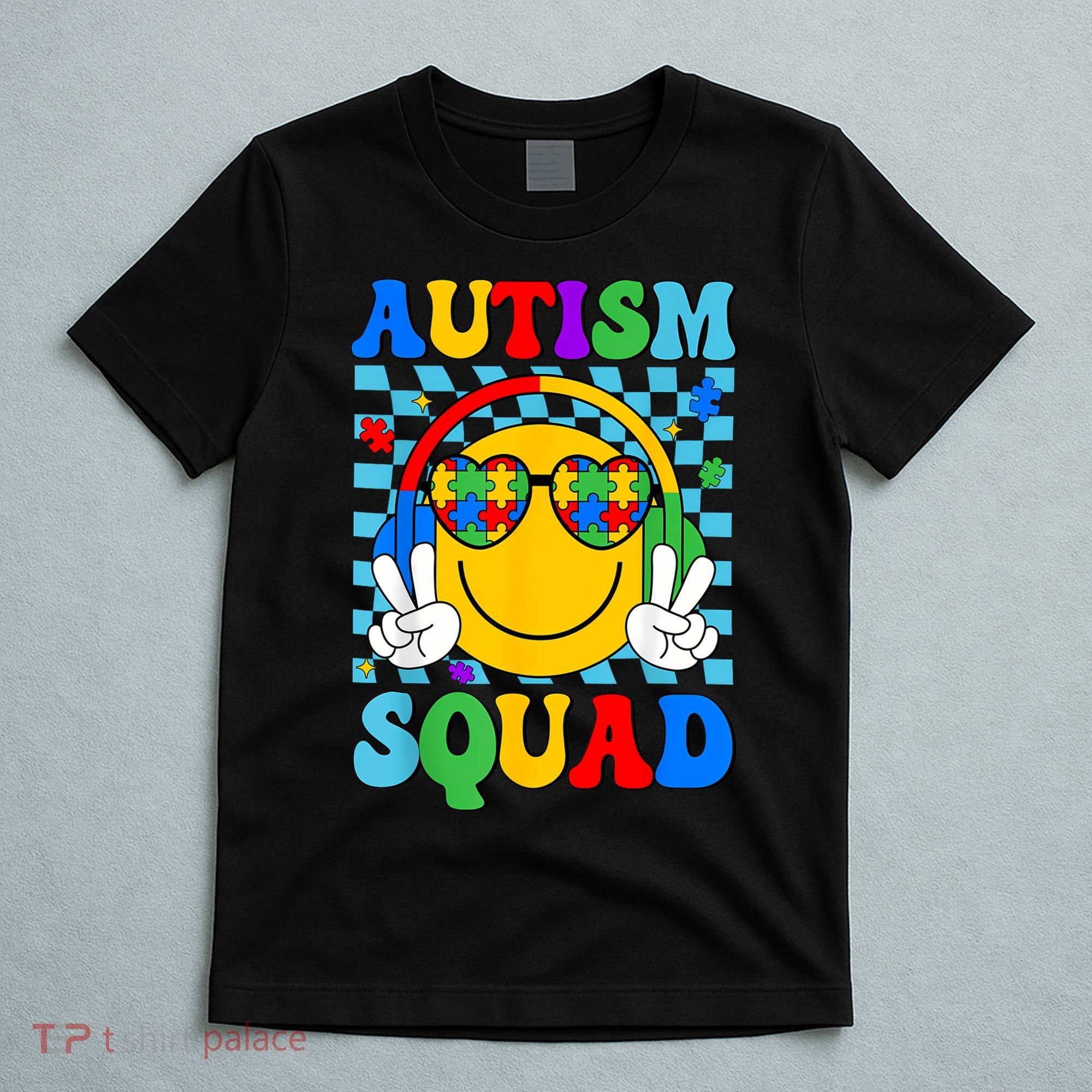 Autism Awareness Autism Squad Support Smile Face Women  T-Shirt