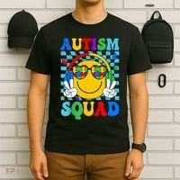 Autism Awareness Autism Squad Support Smile Face Women  T-Shirt thumb 6