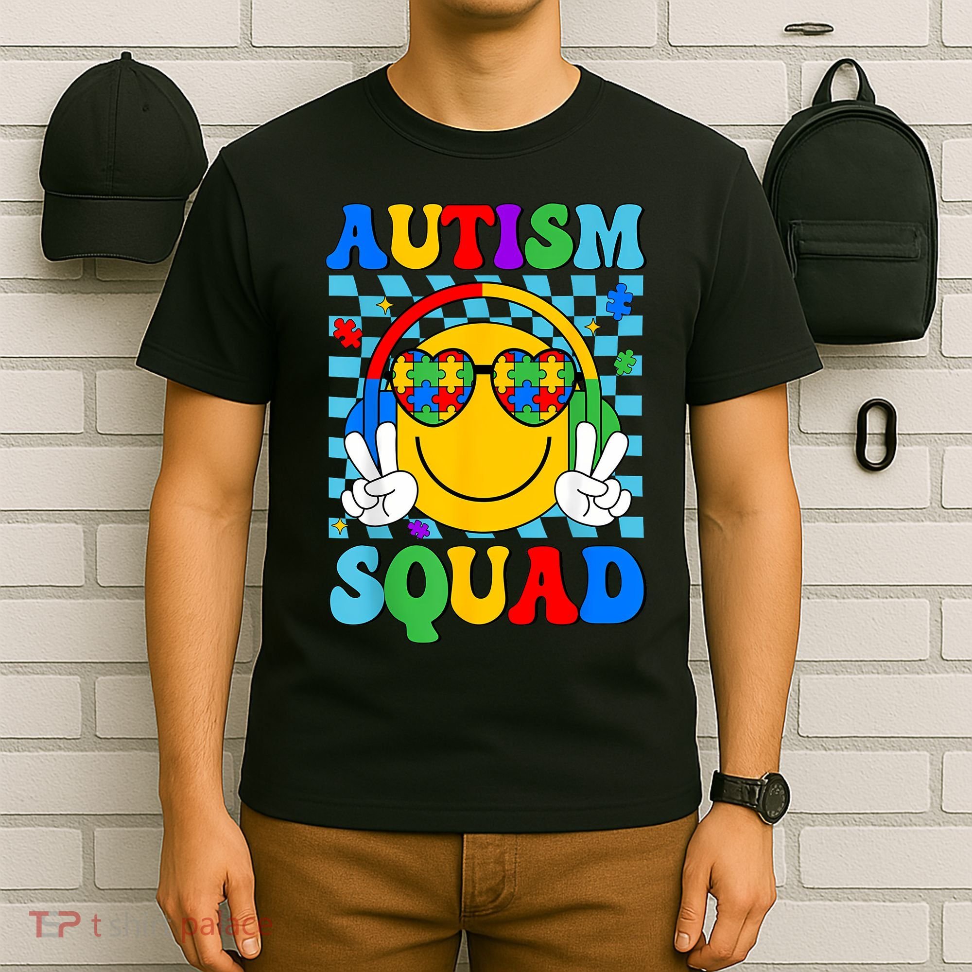 Autism Awareness Autism Squad Support Smile Face Women  T-Shirt