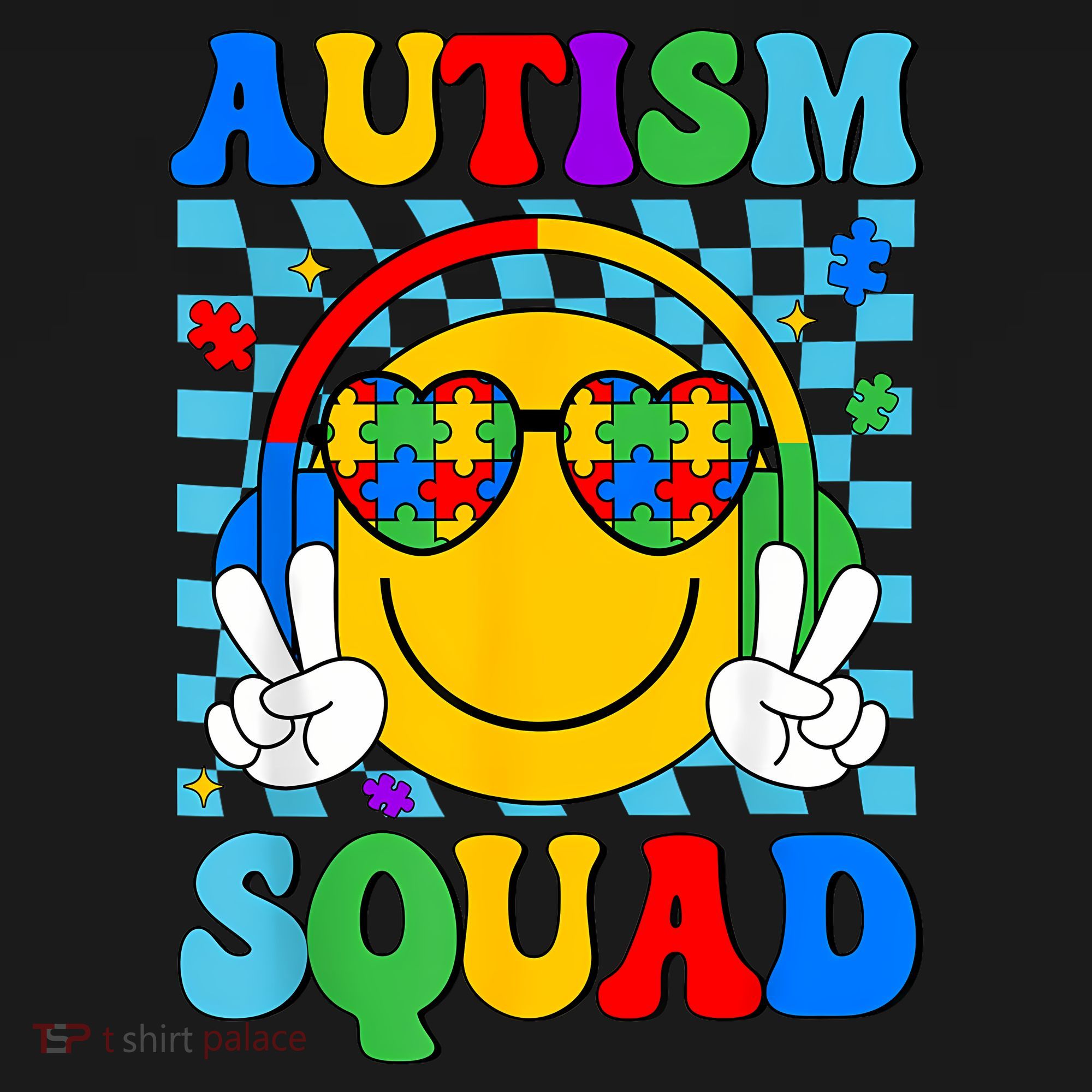Autism Awareness Autism Squad Support Smile Face Women  T-Shirt
