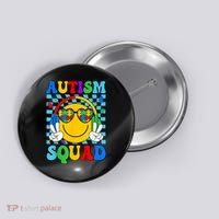 Autism Awareness Autism Squad Support Smile Face Women  Button thumb 0