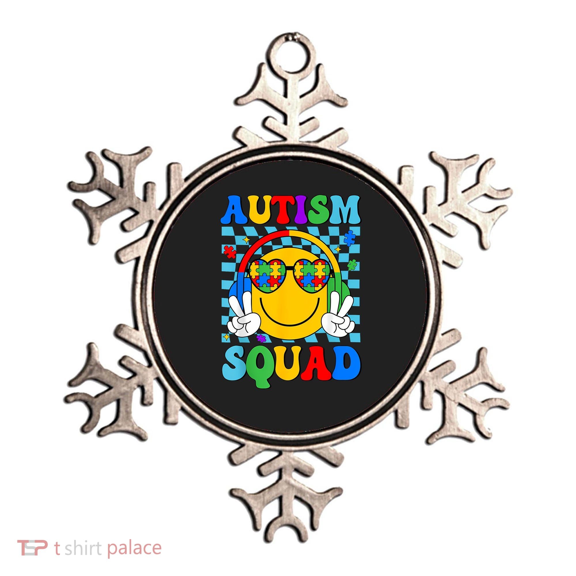 Autism Awareness Autism Squad Support Smile Face Women  Ornament