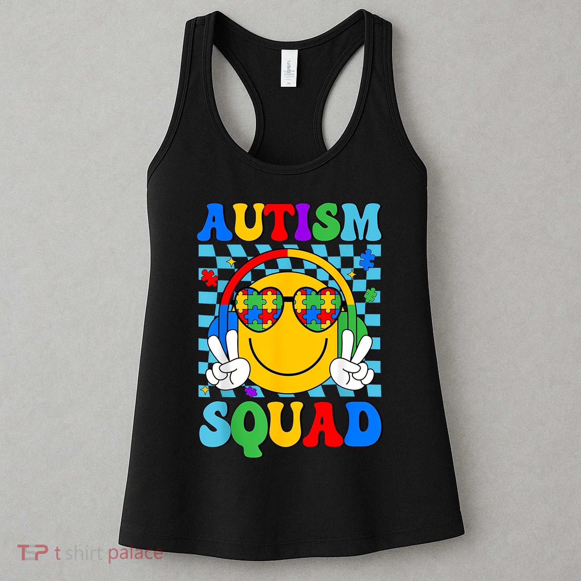 Autism Awareness Autism Squad Support Smile Face Women  Women's Tank Top