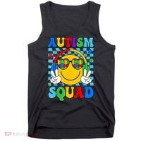 Autism Awareness Autism Squad Support Smile Face Women  Tank Top thumb 0