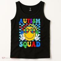 Autism Awareness Autism Squad Support Smile Face Women  Tank Top thumb 2