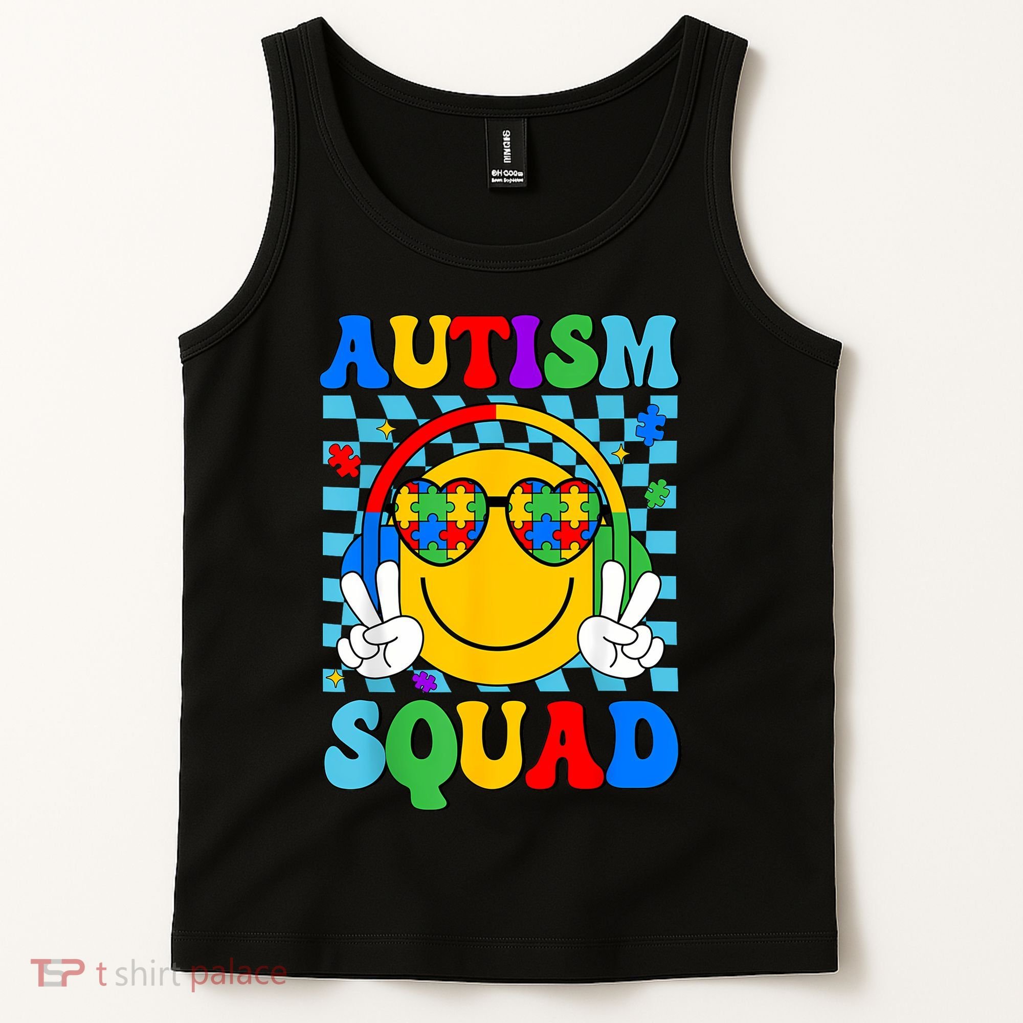 Autism Awareness Autism Squad Support Smile Face Women  Tank Top