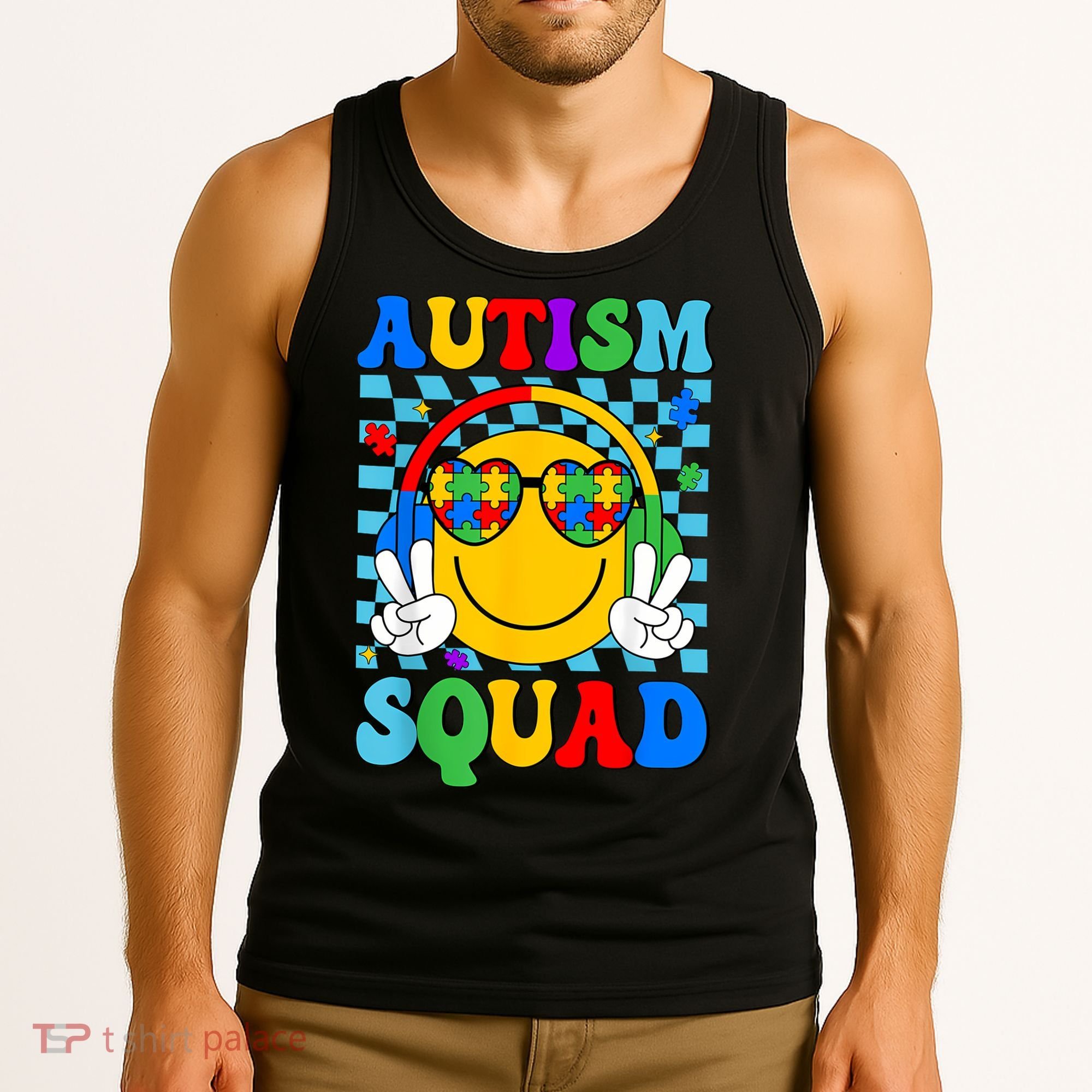 Autism Awareness Autism Squad Support Smile Face Women  Tank Top