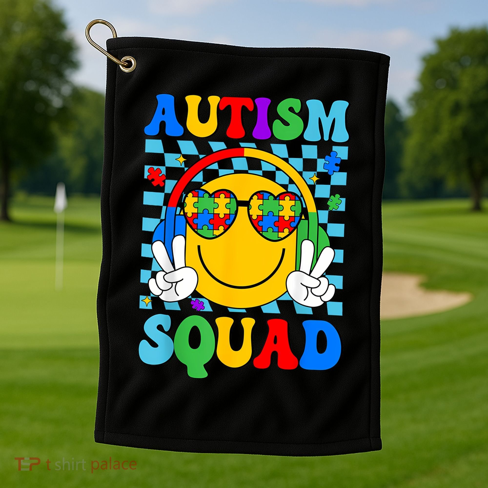 Autism Awareness Autism Squad Support Smile Face Women  Golf Towel