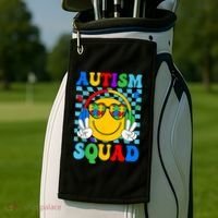 Autism Awareness Autism Squad Support Smile Face Women  Golf Towel thumb 2