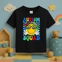 Autism Awareness Autism Squad Support Smile Face Women  Toddler T-Shirt thumb 3