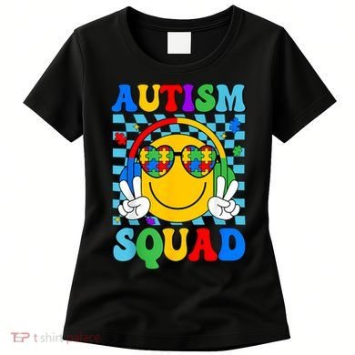 Autism Awareness Autism Squad Support Smile Face Women  Women's T-Shirt