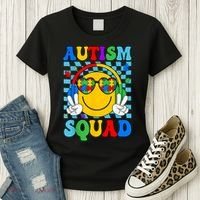 Autism Awareness Autism Squad Support Smile Face Women  Women's T-Shirt thumb 3