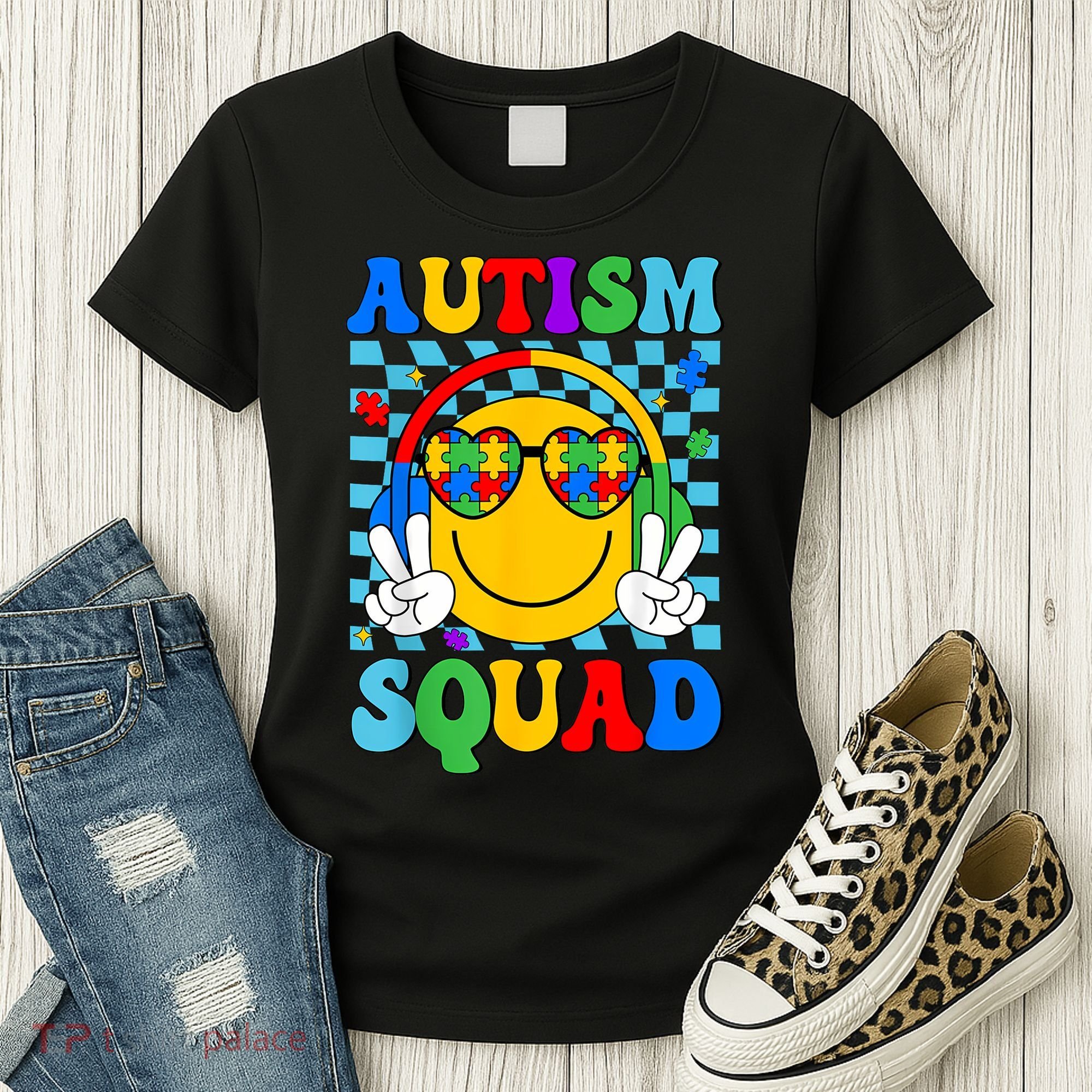 Autism Awareness Autism Squad Support Smile Face Women  Women's T-Shirt