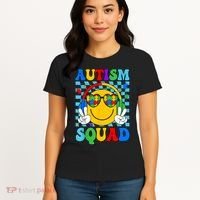 Autism Awareness Autism Squad Support Smile Face Women  Women's T-Shirt thumb 4