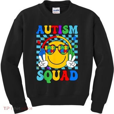 Autism Awareness Autism Squad Support Smile Face Women  Kids Sweatshirt