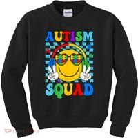 Autism Awareness Autism Squad Support Smile Face Women  Kids Sweatshirt thumb 0