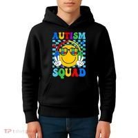 Autism Awareness Autism Squad Support Smile Face Women  Kids Hoodie thumb 4