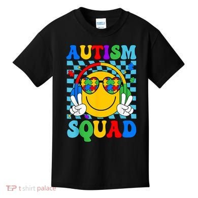 Autism Awareness Autism Squad Support Smile Face Women  Kids T-Shirt