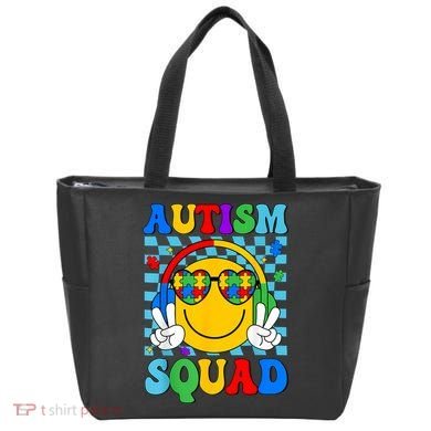 Autism Awareness Autism Squad Support Smile Face Women  Tote Bag