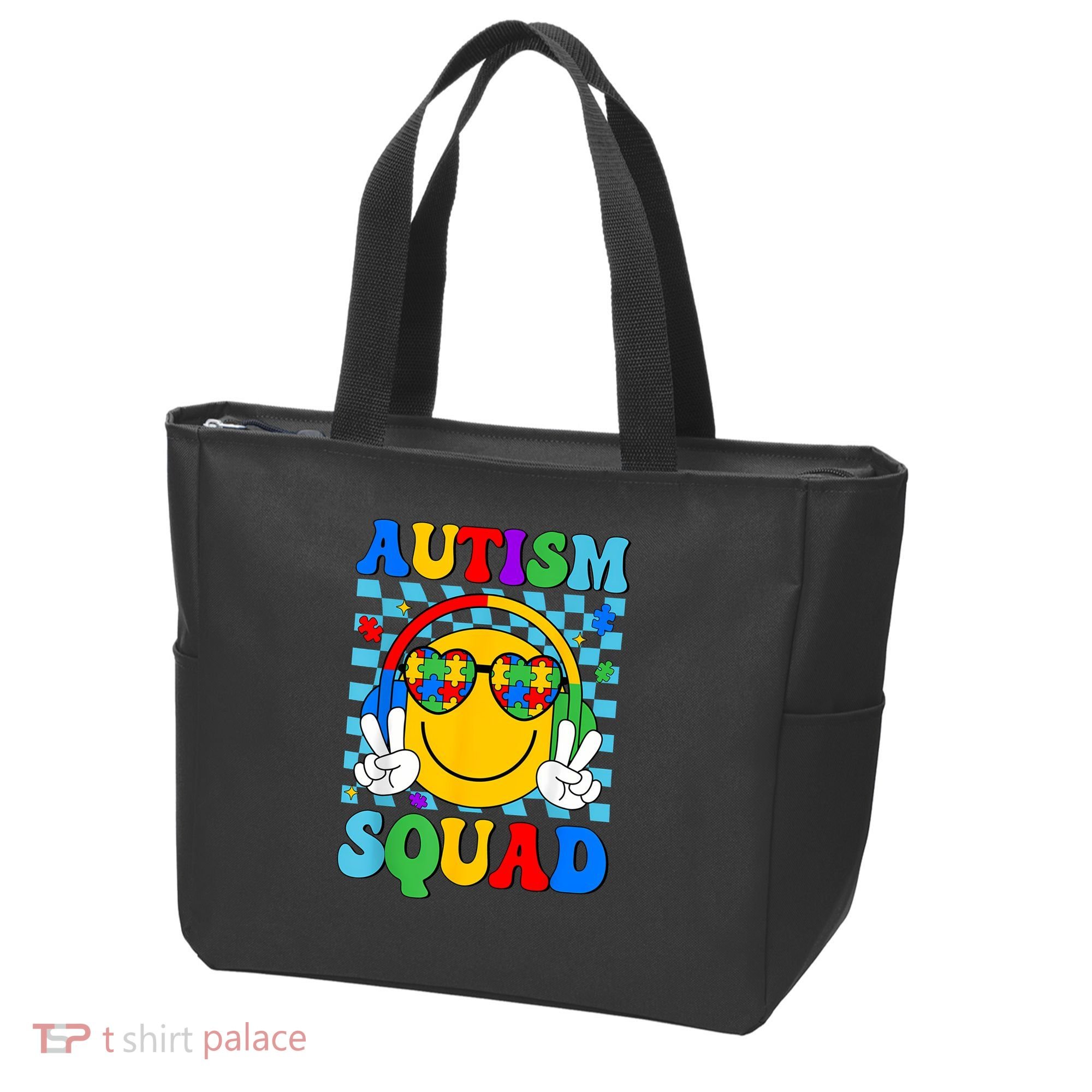 Autism Awareness Autism Squad Support Smile Face Women  Tote Bag