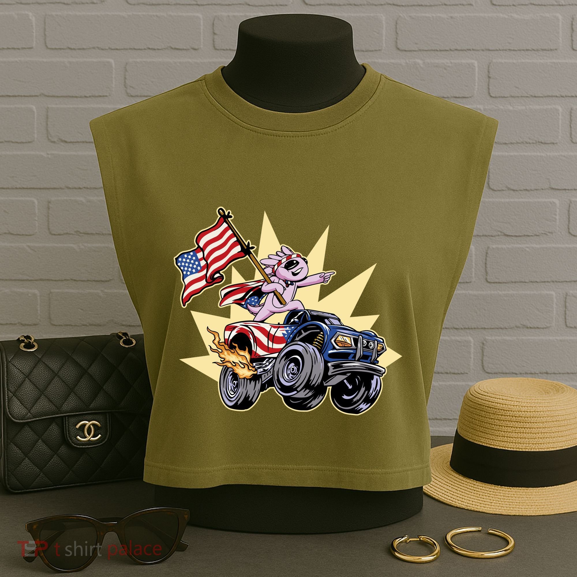 American Axolotl Animal Garment-Dyed Women's Muscle Tee