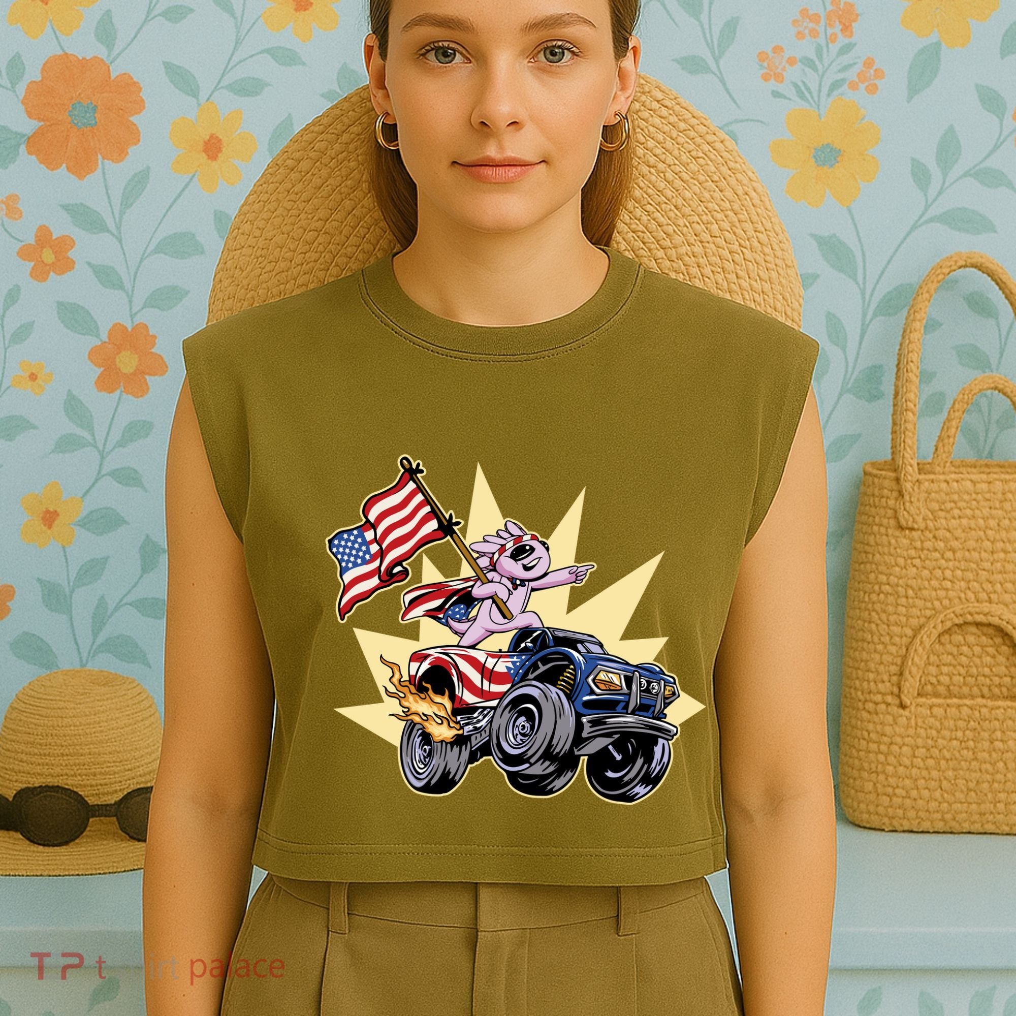 American Axolotl Animal Garment-Dyed Women's Muscle Tee