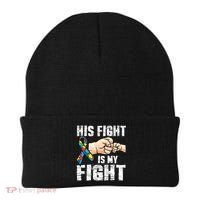 Autism Awareness Autism Mom Dad His Fight Is My Fight Beanie thumb 0