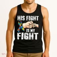 Autism Awareness Autism Mom Dad His Fight Is My Fight Tank Top thumb 3