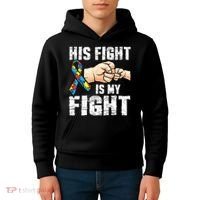 Autism Awareness Autism Mom Dad His Fight Is My Fight Kids Hoodie thumb 4