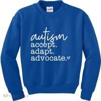 Autism Accept Adapt Advocate Kids Sweatshirt thumb 0