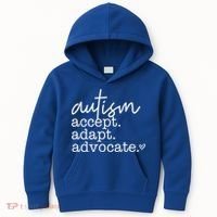 Autism Accept Adapt Advocate Kids Hoodie thumb 0