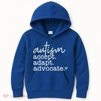Autism Accept Adapt Advocate Kids Hoodie thumb 0