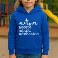 Autism Accept Adapt Advocate Kids Hoodie thumb 3