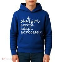 Autism Accept Adapt Advocate Kids Hoodie thumb 4