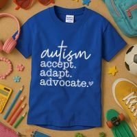 Autism Accept Adapt Advocate Kids T-Shirt thumb 3