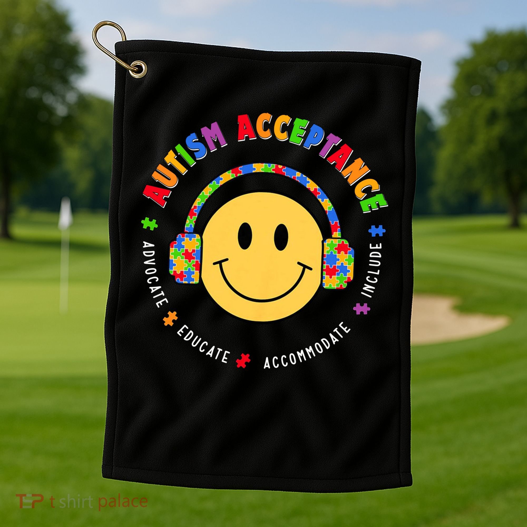 Autism Awareness Acceptance Special Education Teacher Golf Towel
