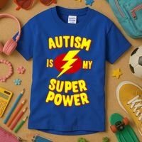 Autism Awareness Autism Is My Super Power Kids T-Shirt thumb 3