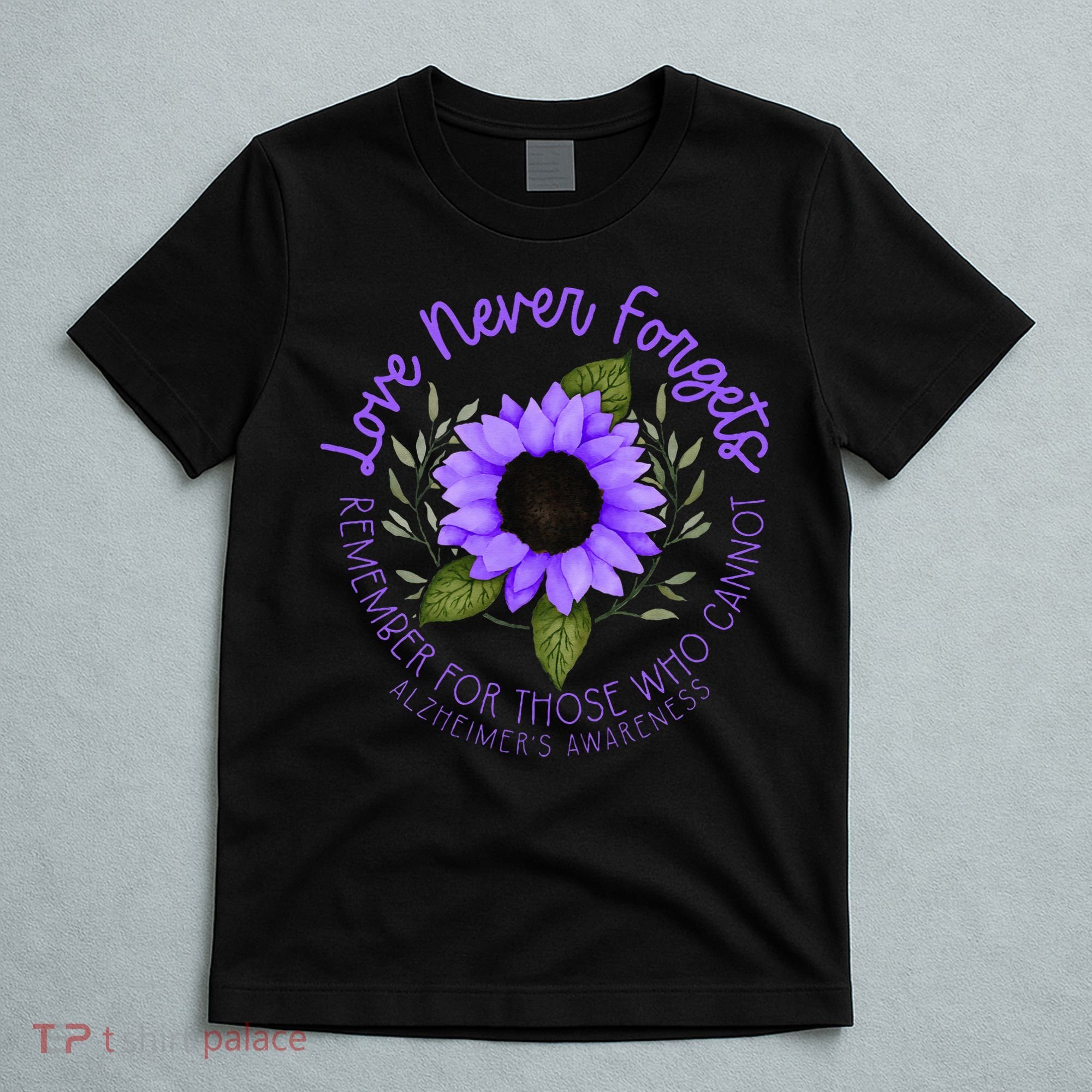 Alzheimer Awareness And Women Purple Sunflower T-Shirt