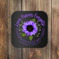 Alzheimer Awareness And Women Purple Sunflower Coaster thumb 0