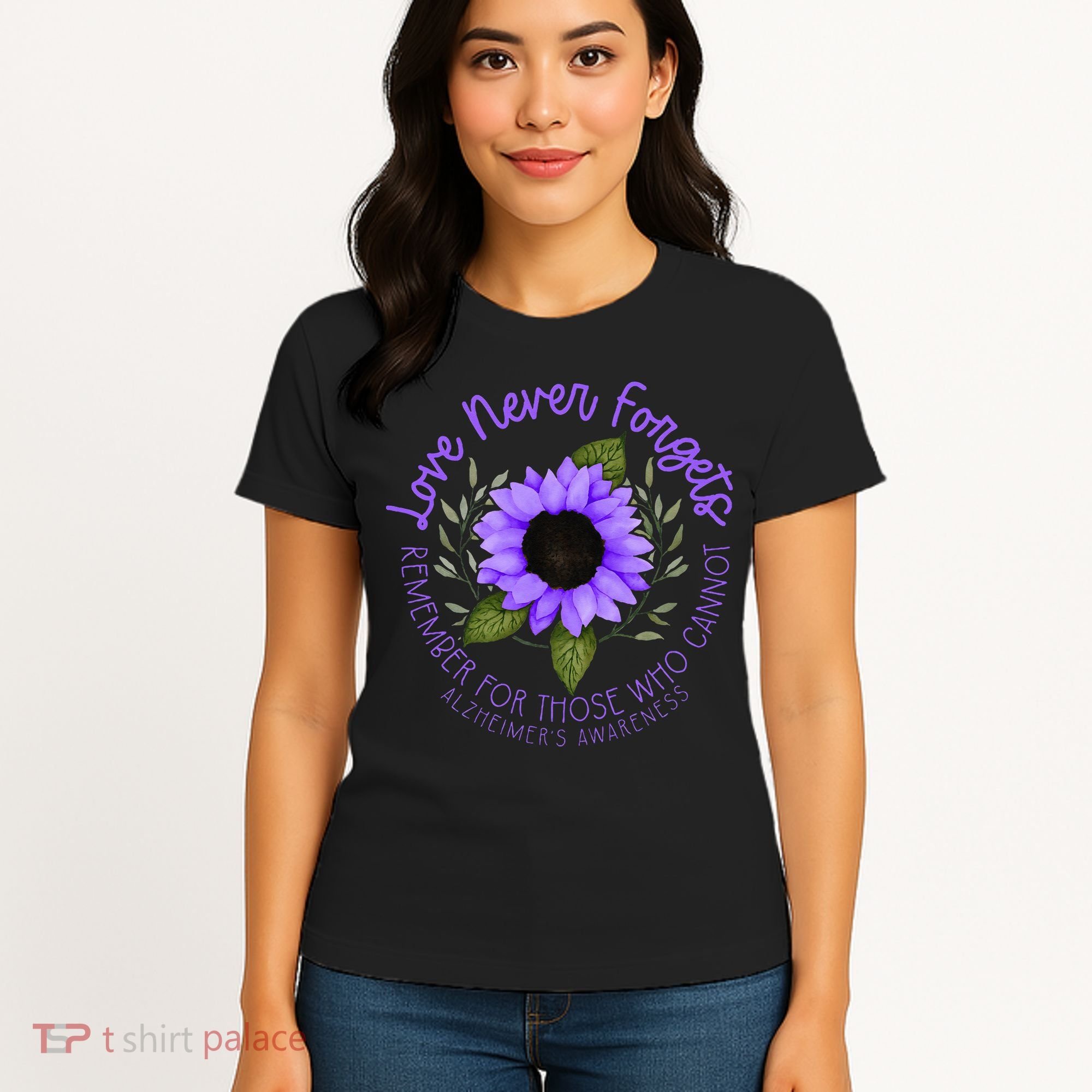 Alzheimer Awareness And Women Purple Sunflower Women's T-Shirt