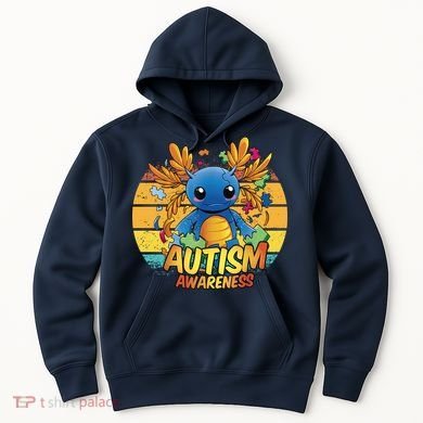 Axolotl Autism Awareness Funny Retro Vintage Hoodie