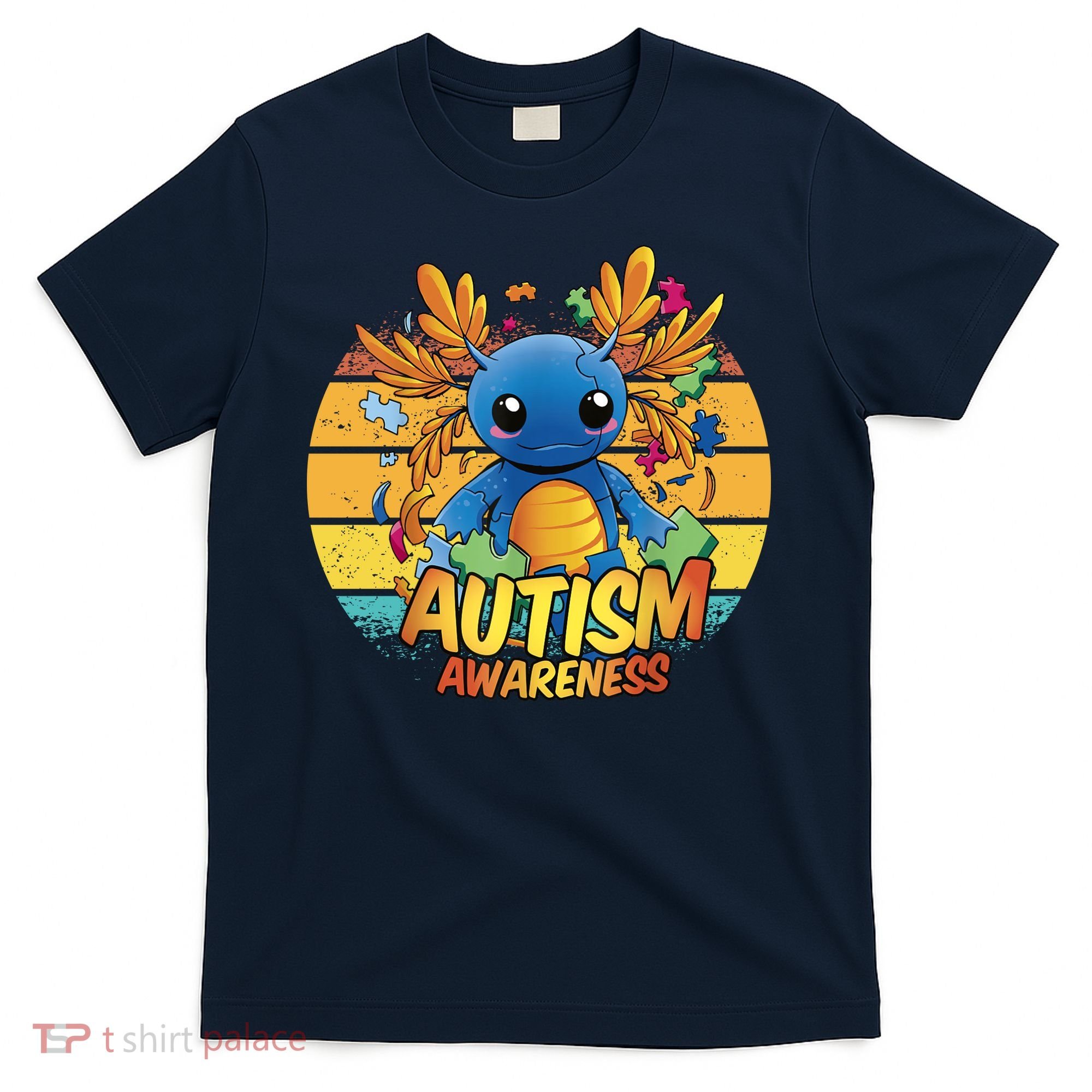 Axolotl Autism Awareness Funny Retro Vintage T-Shirt