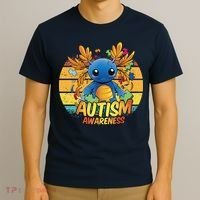 Axolotl Autism Awareness Funny Retro Vintage T-Shirt thumb 3